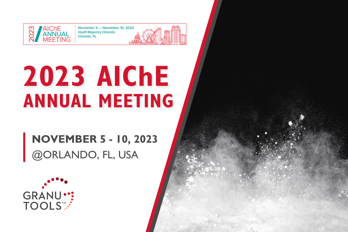 banner of Granutools to share that we will attend AIChE 2023 from November 5 to 10 in Orlando, Florida, USA